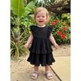 thumbnail image 6 of BemeyourBBs Toddler Baby Girl Summer Dress Outfit Little Girl Sundress Casual Tiered Ruffles Flutter Sleeves A-Line Dress Beach Princess Party Dress Cute Clothes, 6 of 9