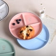 thumbnail image 3 of HAHDAXIA Round Shape Smile Sun Ceramic Divided Plate Dessert Salad Plate Dinner Plate for Portion Control - 8 Inch (Set of 2,Pink), 3 of 7