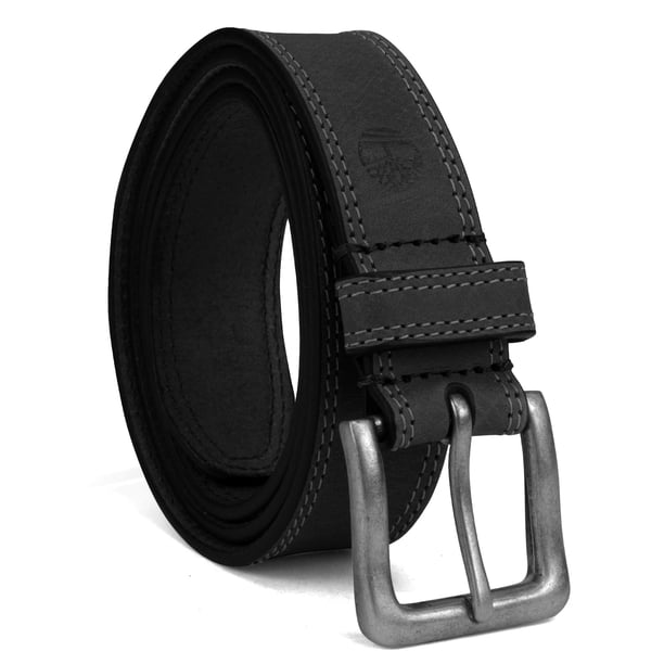 Cinturones Clásicos de Cuero para Hombre Timberland para Jeans, 3.5 cm de Ancho, Negro (Con Costuras), Talla 32