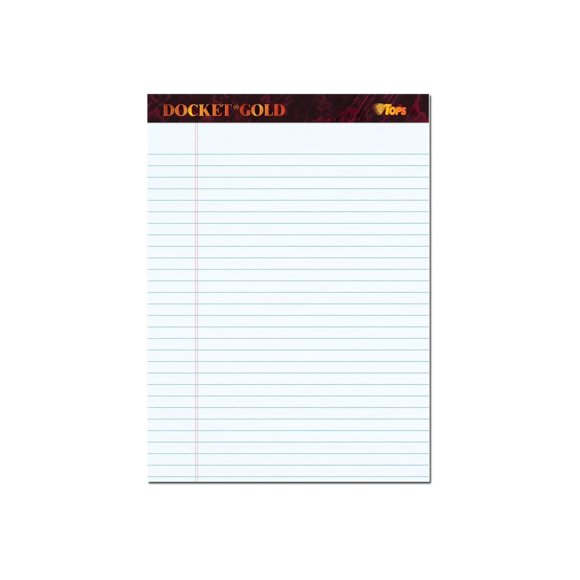 TOPS Docket Gold - Writing tablet - - 50 sheets / 100 pages - white - Legal - hardback (pack of 12)