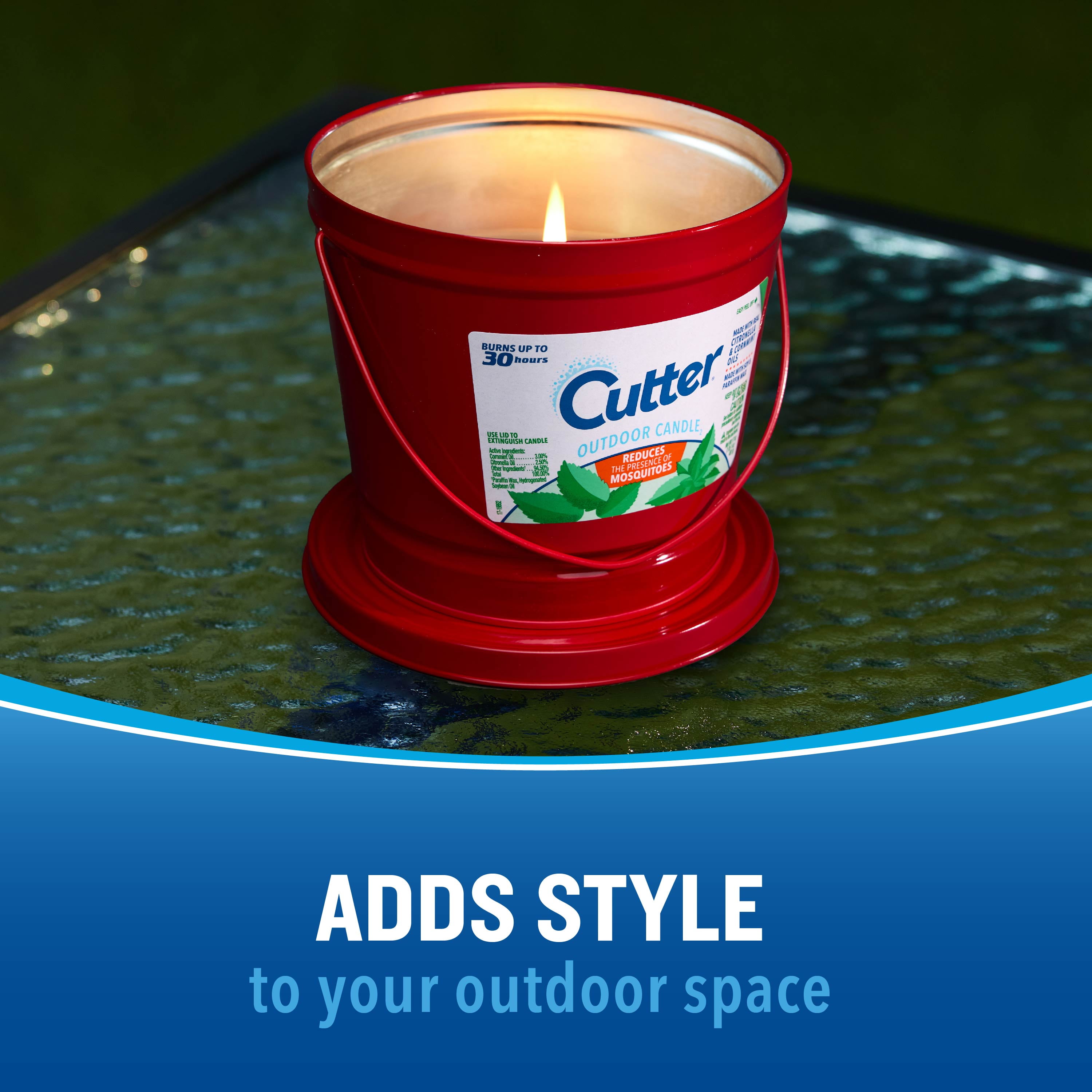 Cutter Outdoor Soy Wax Candle, Citronella & Mint Scent, 1 Count