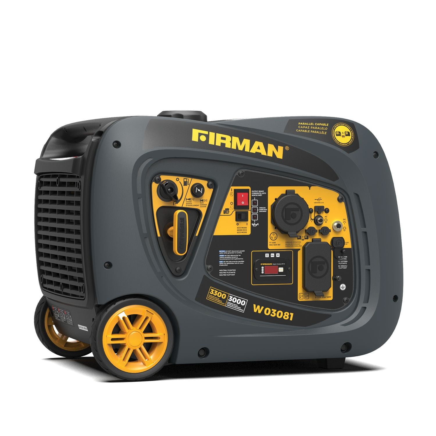 Générateur de gaz W03081 de Firman Power Equipment de série Whisper alimenté au gaz 3300/3000 W avec temps de marche prolongé