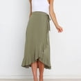 thumbnail image 5 of Abcnature Women's Casual Slit Wrap Asymmetrical Elastic High Waist Maxi Draped Skirt Summer Soft Fit Flowy Handkerchief Hemline Midi Skirt Irregular Hip Pack Solid Skirt Recommend Weight 110 to 121lb, 5 of 6