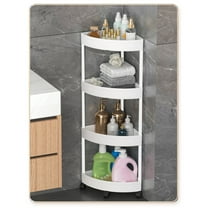 Rectangular 3-Layer Storage Rack - Bathroom Plastic Floor Standing Organizer Kitchen Pantry Shelf Sturdy Construction 24" Tall