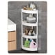 thumbnail image 1 of Bathroom Corner Storage Shelf Organizer | 4 Tiers Detachable Rolling Wheels | Drainage Holes | Black White | Plastic Stainless Steel | 33.46x14.17in | 1pc, 1 of 6