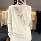 thumbnail image 1 of Suéter de cuello alto para mujer, color liso, con diamantes de imitación, cuello medio alto, suéter de punto, blusa para mujer, 1 of 4