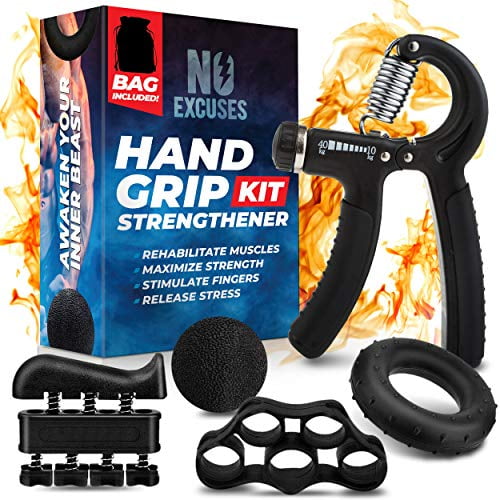 5 Piece HAND GRIP EXERCISER SET Wrist Finger Strengthener Training Kit Exercise 