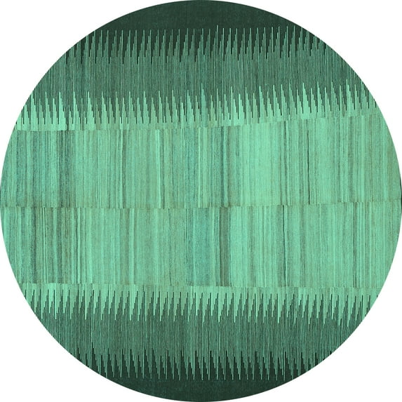 Ahgly Company Machine Washable Indoor Round Abstract Turquoise Blue Contemporary Area Rugs, 5' Round