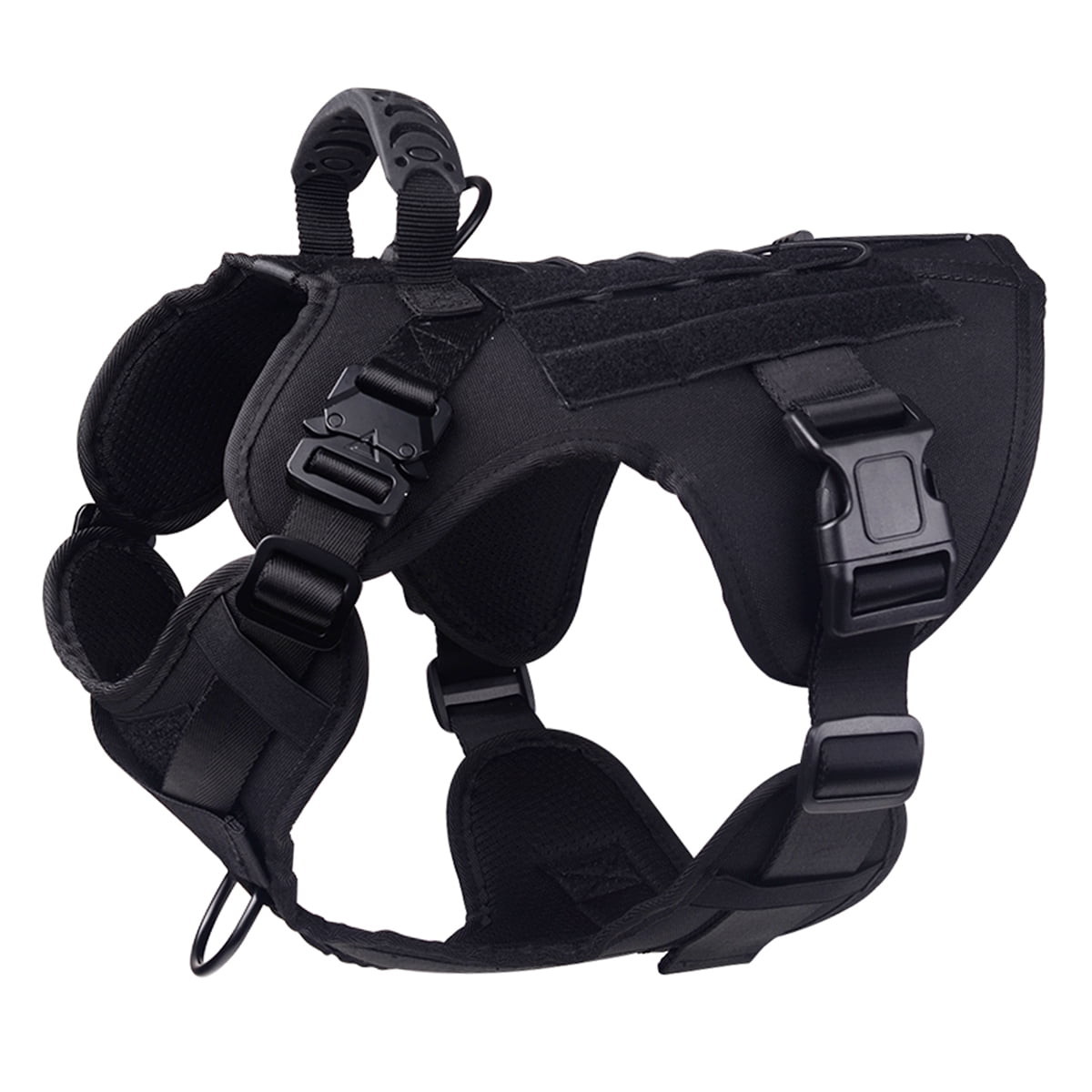 Dog Harness,Medium Size,2X Metal Buckle,Working Dog with Velcro your tag easily and Vest with Handle,No Pulling Front Leash Clip,Hook and Loop Panel Adjustable Elastic Wearing Quickly