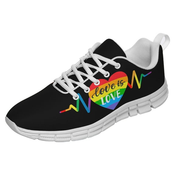 LGBT Pride Love Is Love Shoes for Men Women Running Sneakers Breathable Casual Sport Tennis Shoes Gift for Him Her White Size 3.5
