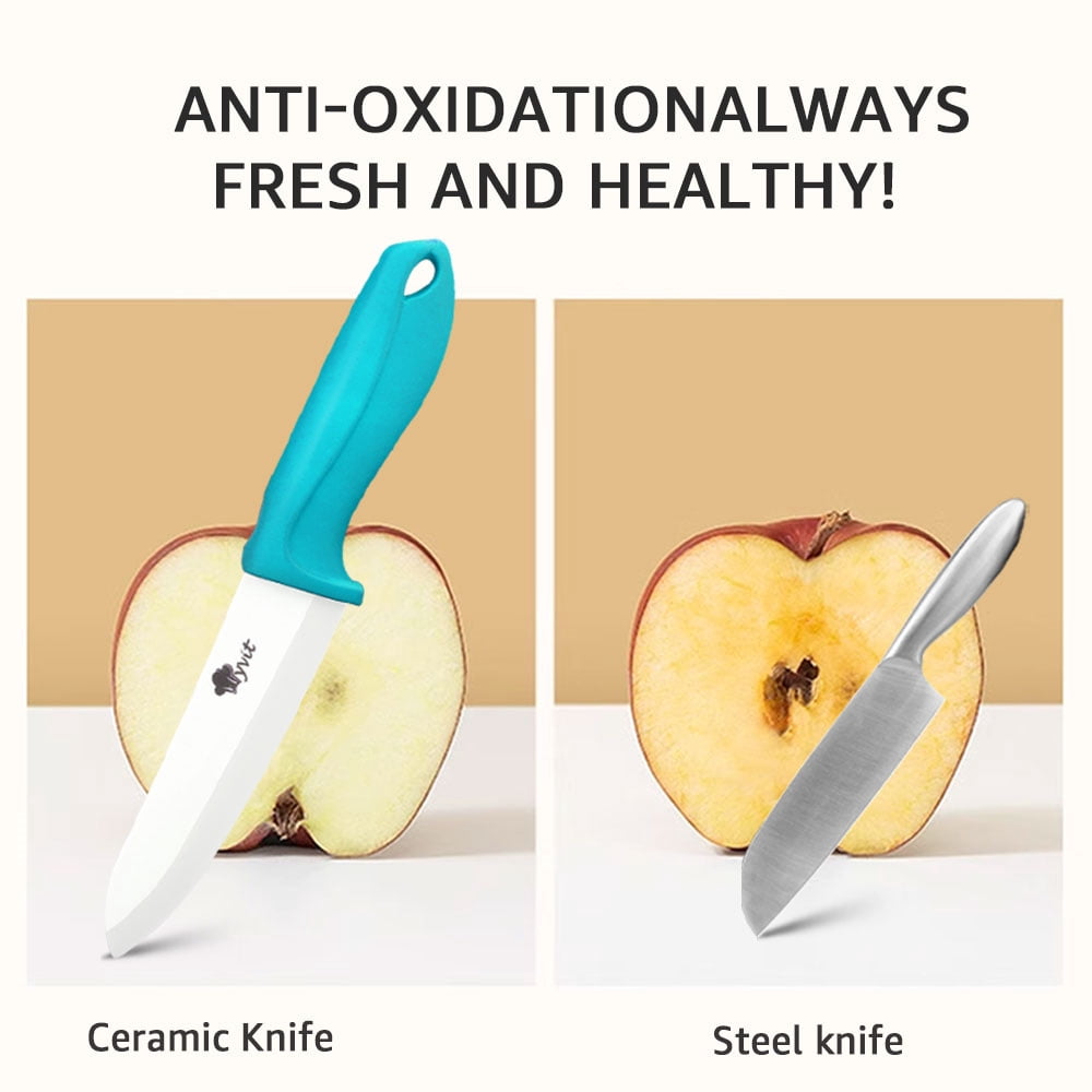 MYVIT Ceramic Knife Set for Kitchen, 11 Piece Fruit Cutting Knife Sharp Paring Knife with Blade Guards and Gift Box,3" 4" 5" Paring,6" Chef & 6" Serrated Bread Knife,Dishwasher Safe,Blue