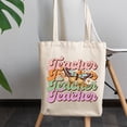 thumbnail image 2 of Teacher with Retro Butterfly & Flowers Art Merch Gift, 12oz Canvas Tote Bag, 2 of 3