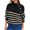Black 1, variant on Womens Sweaters Mock Neck Side Button Raglan Sleeve Rib Cuff Striped Tops