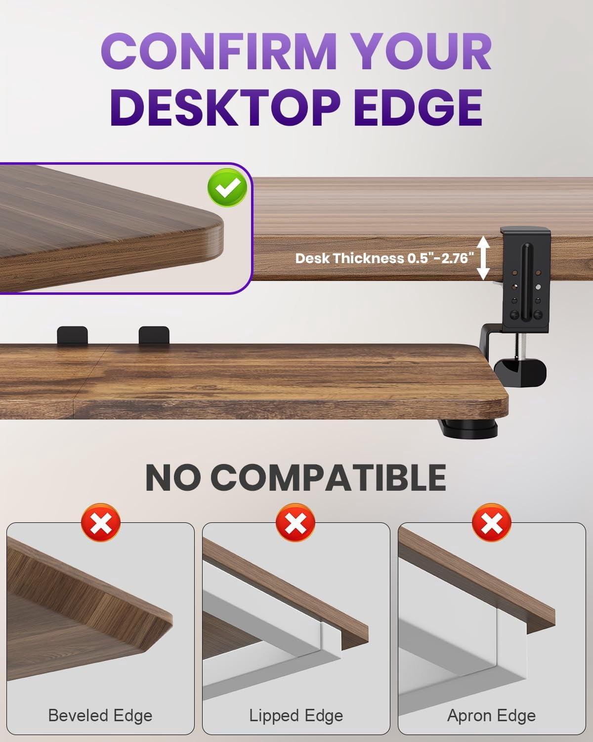 Ergonomic Keyboard Tray Under Desk, Pull Out with Adjustable C-clamp, 25.6 (31.5 Including Clamps) x 11.8 Inch Slide Out Computer Keyboard Drawer Mouse Tray for Typing