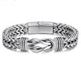 thumbnail image 1 of Pulsera de acero inoxidable estilo punk con eslabones de doble cadena para hombre, 1 of 2