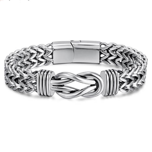 Pulsera de acero inoxidable estilo punk con eslabones de doble cadena para hombre