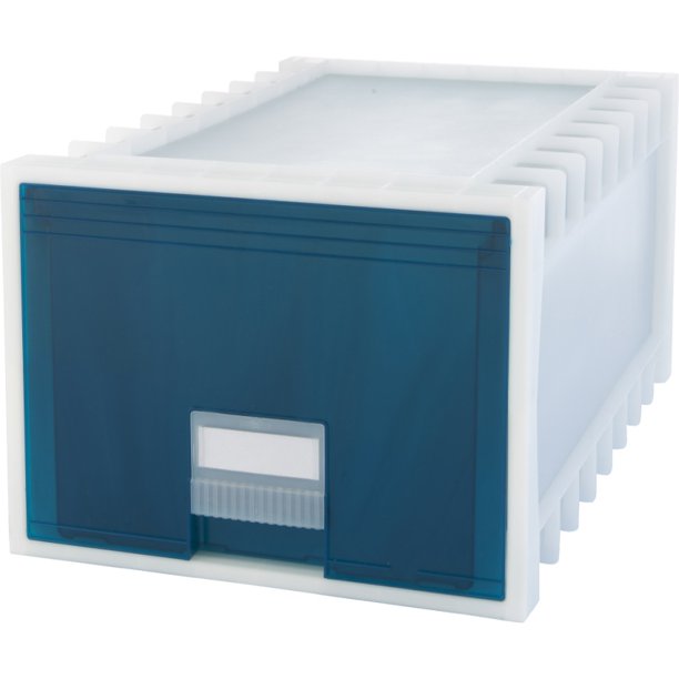 Plastic Archive Storage Box, Letter/Legal, 24Inch Drawer, White/Green