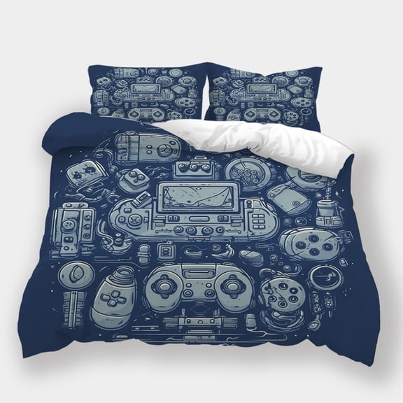 2/3pcs Bedding Set Kids Adult Fantasy Gamepad Printed Bedspreads Duvet Cover Set for Gamers,King (90"x104")