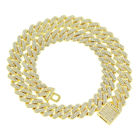 Punk Fashion Chain,Cuban Chain Necklace Dangling Curb Chain,Alloy Curb Chain Cuban Necklace Bracelet,Punk Fashion Cuban Chain Gold,cool cuban chain bracelet for men 18inch Gold Color