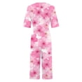 thumbnail image 4 of Mifsaly Floral Print Jumpsuits for Women V-Neck Short Sleeve Wide Leg Jumpsuit Casual Summer Vacation Tropical Resort Clothes with Pockets XL, 4 of 5