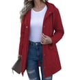 thumbnail image 6 of Mifsaly Womens Windbreaker Jacket Lightweight Windproof Hooded Full Zip Trench Coat Outdoor Hiking Camping Travel Outerwear with Adjustable Drawstring and Pockets Wine,S, 6 of 9