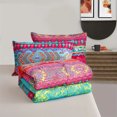 thumbnail image 3 of HGmart Fuchsia striped king 3 pieces comforter set, fresh, bright, soft, and skin-friendly, available in multiple sizes, 3 of 4
