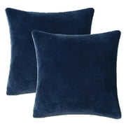 Parkdale 18"x18" Pack of 2 Super Soft Plush Fleece Square Pillows Fluffy Decorative Pillows Zipper Closure - Navy