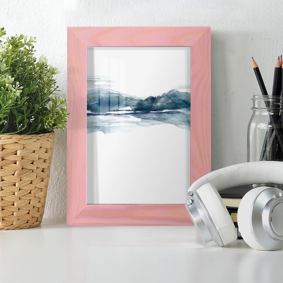 Stark Horizon II - Framed Print w/glass - Sunset Pink