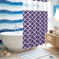 thumbnail image 5 of No Hook Shower Curtain with Built-in Rings - Purple White Geometric Washable Waterproof Fabric Bathroom Curtains for Hotel,Rentals, Stall 54 X 78 Inch , Minimalist Morocco Pattern, 5 of 9