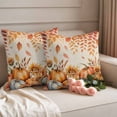 thumbnail image 2 of Orange Pumpkins Fall Outdoor Waterproof Pillow Covers, Thanksgiving Sunflower Falling Leaves Decorative Square Throw Pillowcase Sofa Cushion Sham for Patio/Couch/Chair, 16"x16" 2 Pack, 2 of 8