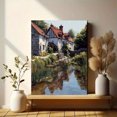 thumbnail image 6 of English Cottage Lakeside Oil Painting Canvas Print, Living Room Bedroom Kitchen Bathroom Decor, 6 of 8