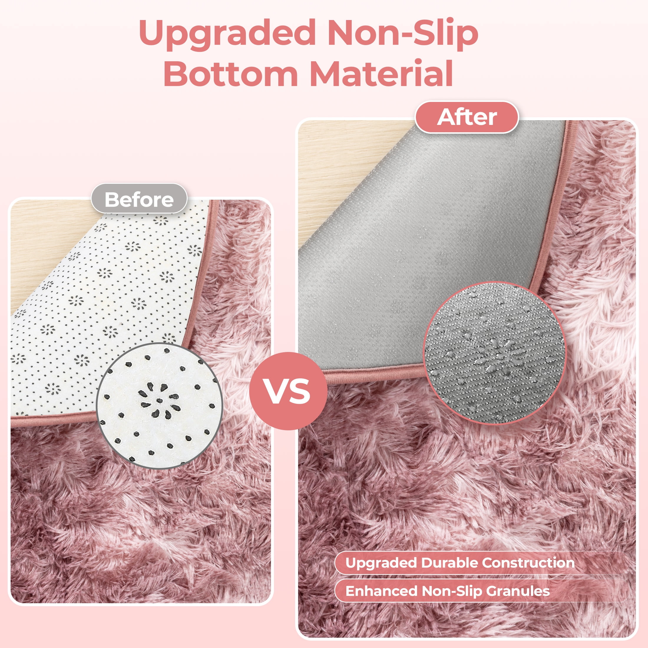 Nefoso Shag Area Rug, 9ft x 12ft Soft Fluffy Tie-Dye Area Rugs for Living Room Bedroom Decor Carpet, Dusty Pink / Blush Pink