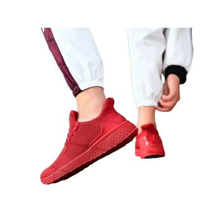 

Woobling Mens Sneakers Mesh Casual Shoe Sport Athletic Shoes Outdoor Flats Fashion Trainers Breathable Lightweight Red 10