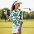 thumbnail image 5 of HUIACONG Leaves Womens 3/4 Sleeve Golf Shirts Quarter Zip Polyester Spandex Fabric with Soft Quick Dry Golf Shirt Women for Ladies, 5 of 10