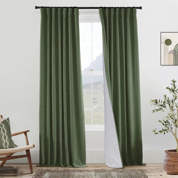 Cortinas PANELSBURG, 244 cm, opacas, verde oliva oscuro, 2 paneles