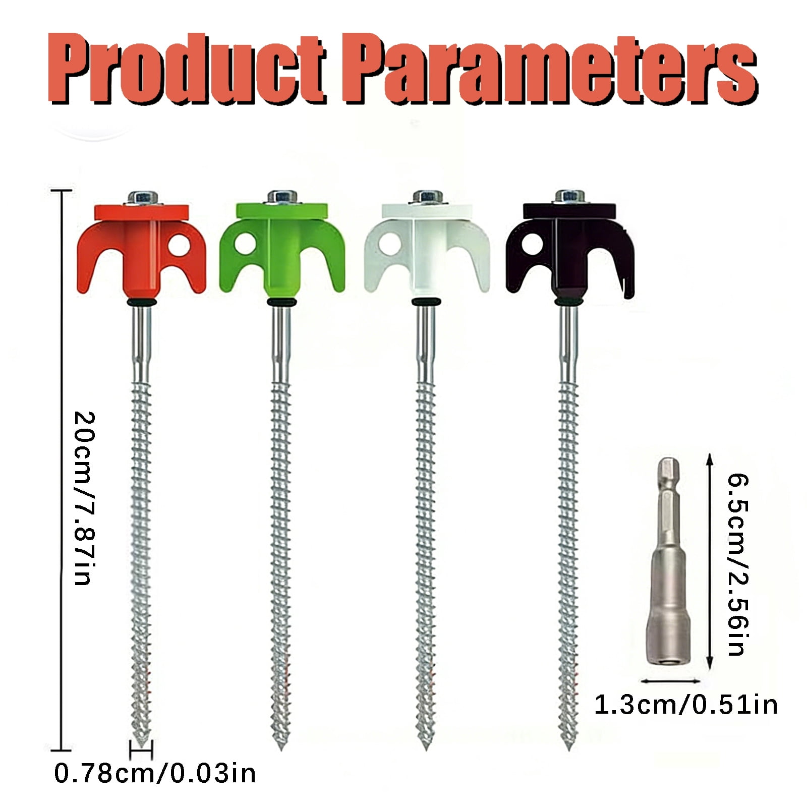VKLU 8 Pcs Screw in Tent Stakes, 8 Inch Heavy Duty Metal Ground Anchors, Drill Compatible Hex Head Camping Pegs