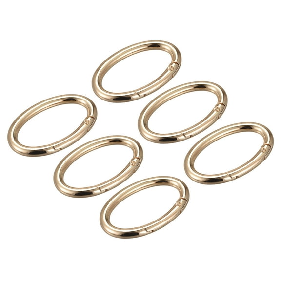 Uxcell 1.85 Inch Spring Oval Ring Round Snap Clip Trigger for Bag Purse Keychain, 6Pack Gold