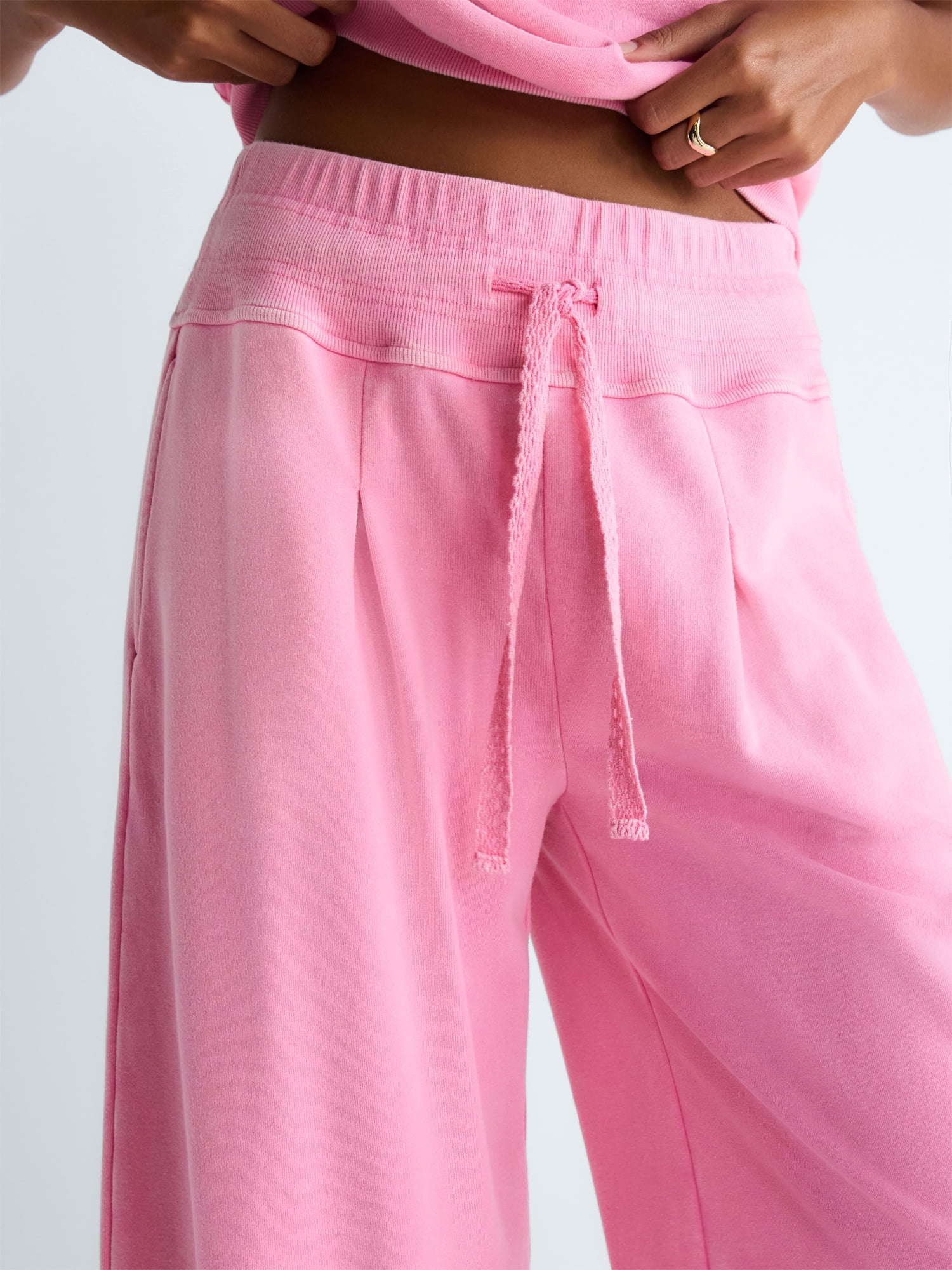 Scoop Women's Pleated Wide-Leg Sweatpants, 29'' Inseam, Sizes XS-XXL