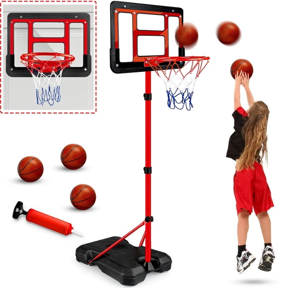 Canasta de baloncesto GMAOPHY Kids, altura ajustable de 1,1 a 1,9 m, con 3 pelotas