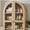 Natural, variant on Aitjunz 71" Tall Arched Storage Cabinet with Glass Doors & 2 Drawers, Farmhouse Wood Pantry Cabinet w/ Adjustable Shelves for Bathroom, Kitchen & Living Room, Brown