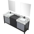 thumbnail image 4 of Lexora Home Zilara 80" Double Marble Top Bathroom Vanity with Mirror and Faucet, 4 of 16