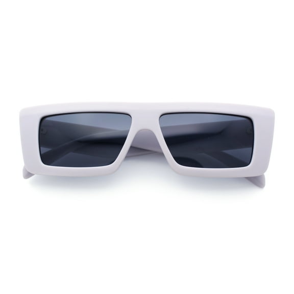 Womens Minimal Rectangle Cat Eye Retro Thick Plastic Urban Sunglasses Light Grey - Black