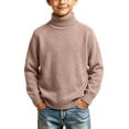 thumbnail image 3 of Husipze Kids Turtleneck Knit Sweater Ligthweight Long Sleeve Solid Cozy Knit Classic Casual Warm Pullover Khaki 1-2 Years, 3 of 8