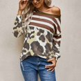 thumbnail image 2 of Sudadera con capucha para mujer, estampado de leopardo, empalme, cuello redondo, manga larga, Top suelto de otoño para mujer, marrón, XXL, 2 of 7