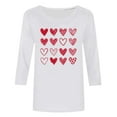 thumbnail image 4 of ABATAB Plus Size Valentine's Day Womens 3/4 Length Sleeve Shirts Crewneck Neck Love Heart Print T Shirts Casual Gift Tops, 4 of 5