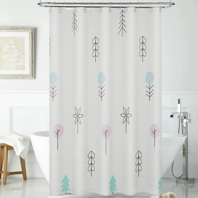 Feltree Waterproof Polyester Shower Curtain with Cute Print, Mold Resistant, Easy Install Including Hooks, 32x71 Inches for Bathroom and Toilet