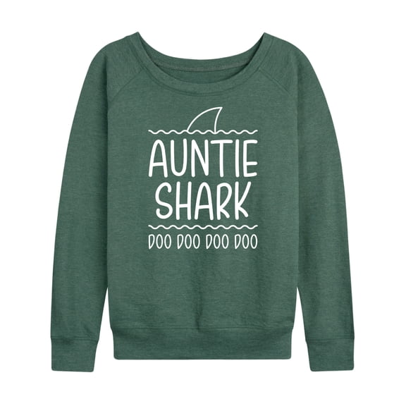 Instant Message - Auntie Shark - Women's Lightweight French Terry Long Sleeve Shirt