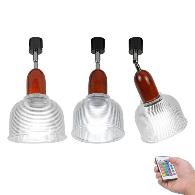 FSLiving J Type Track Lighting, Glass Ceiling Spotlight Remote Control, Color Changing RGB Tunable White A19 Smart Bulb Dome Lights for Kitchen Island Shopwindow Disco Ball - Set of 3