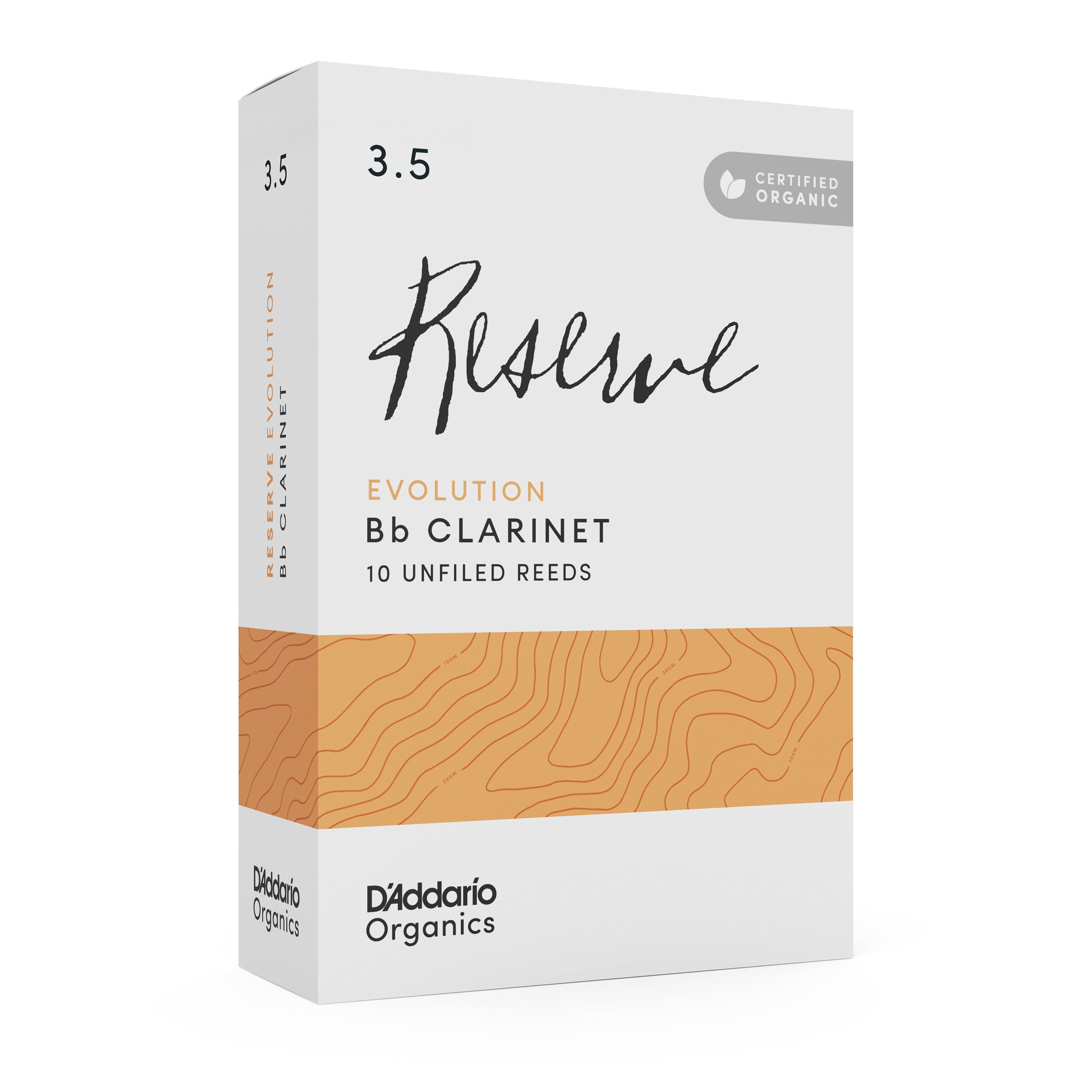 D'Addario Organic Reserve Evolution Bb Clarinet Reeds, Strength 3.5, 10-pack