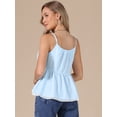 thumbnail image 3 of DARING DIVA Women's Striped Button Front Tops Spaghetti Strap Flared Ruffle S Blue, 3 of 6